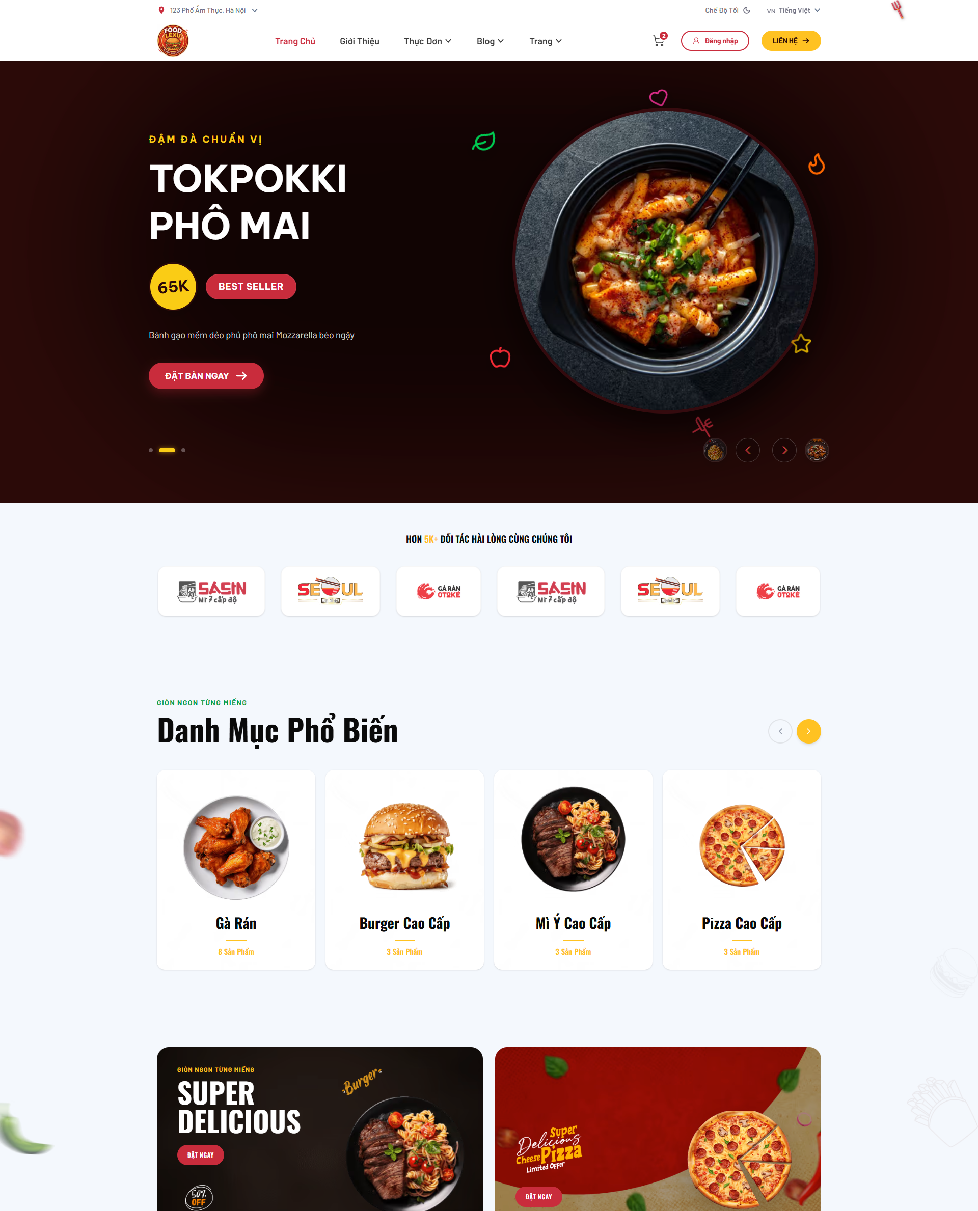 Giao Diện Đặt Đồ Ăn Nhanh Cao Cấp FoodLexu